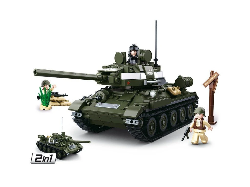 Sluban Army WWII M38-B0689 Sovětský tank T-34/85 2v1