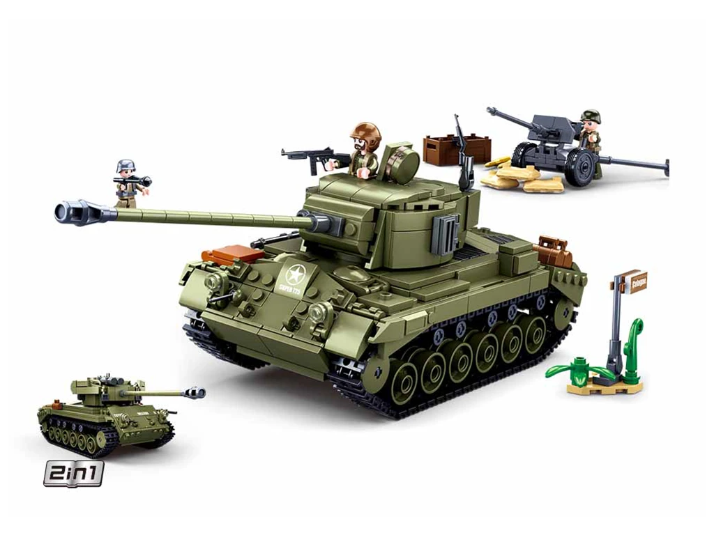 Sluban Army WWII M38-B0860 Střední tank 2v1 a protiletadlové dělo