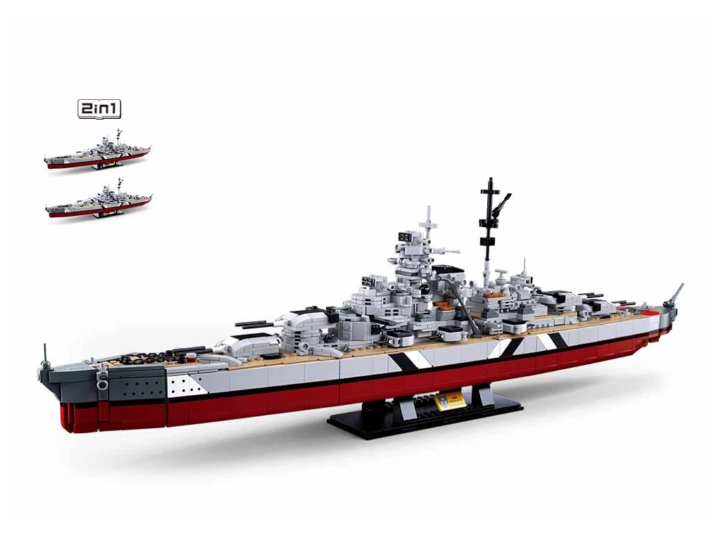 Sluban ModelBricks M38-B1102 Bitevní loď Bismarck 2v1 v měřítku 1:350