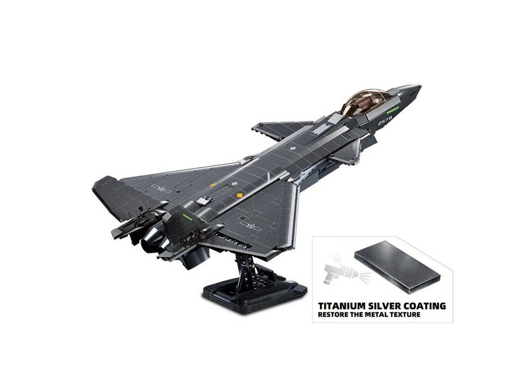 Sluban ModelBricks M38-B1187 Stíhací letoun J-20S s metalickým povrchem v měřítku 1:44