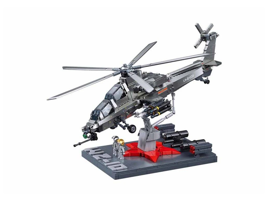 Sluban ModelBricks M38-B1233 Bitevní vrtulník WZ-10S s metalickým povrchem v měřítku 1:35