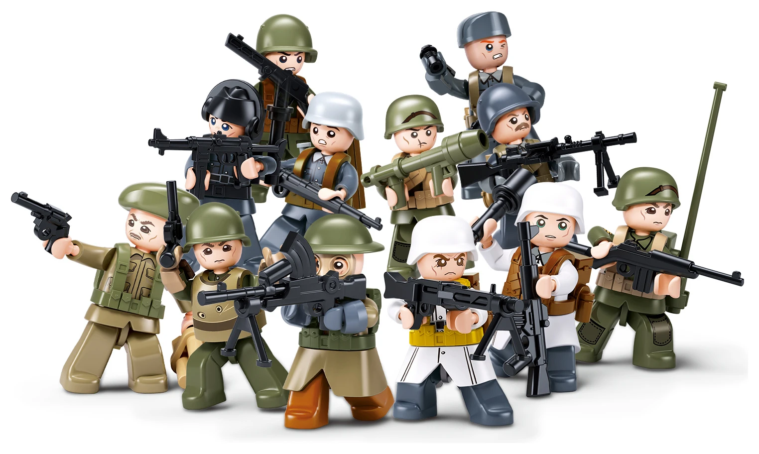 Sluban Army M38-B1307 Figurky vojáků z druhé světové války Display - 48ks / 12 druhů