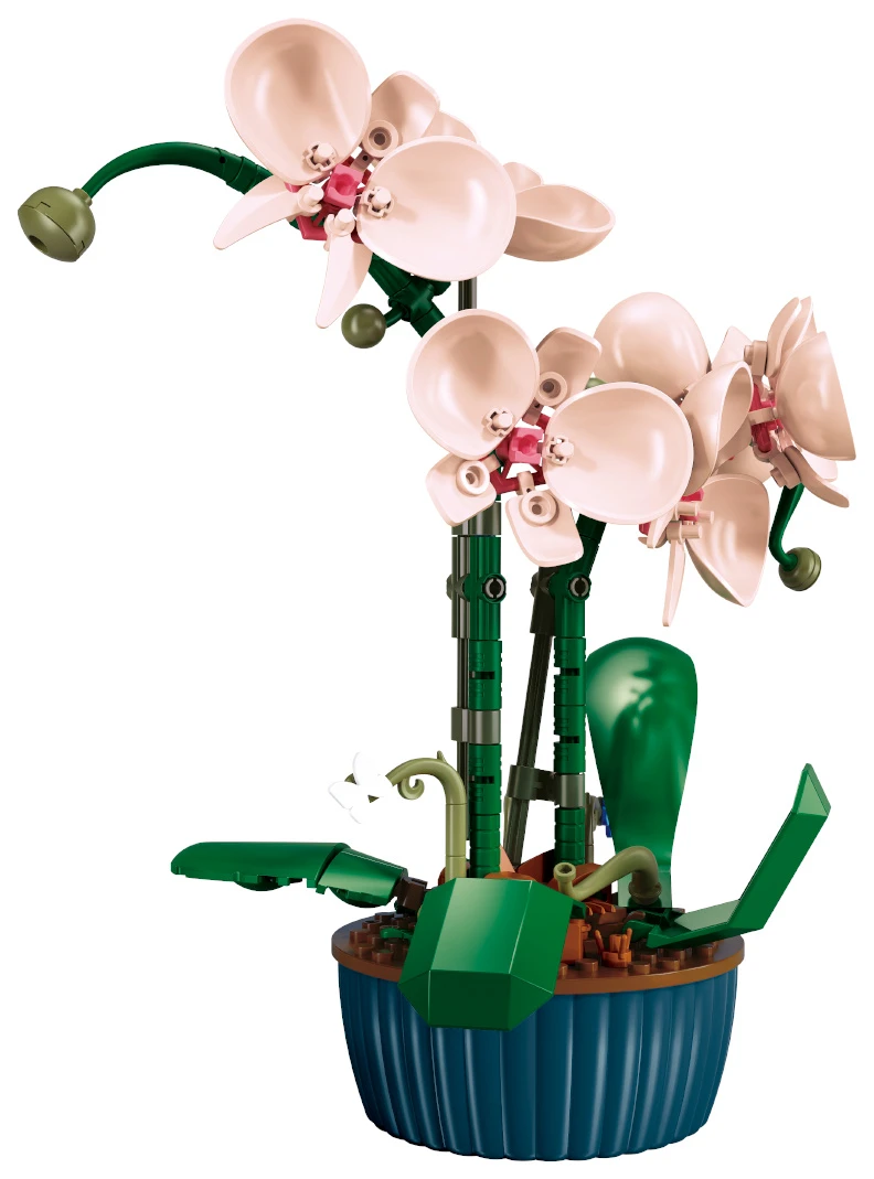 Sluban Pleyerid M38-P8063B Světle růžová orchidej v květináči