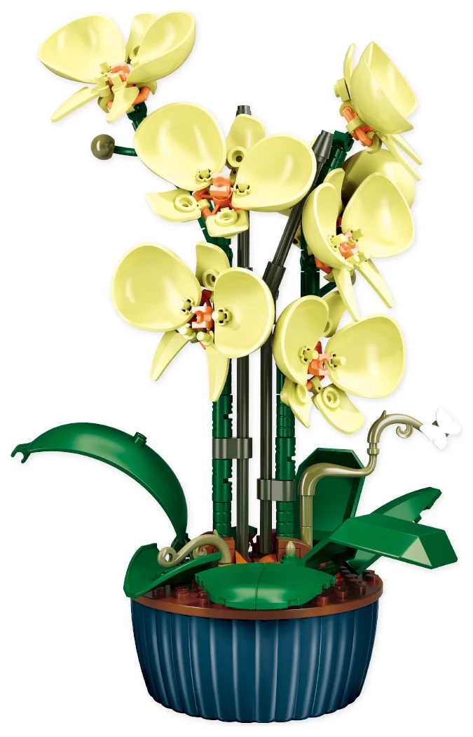 Sluban Pleyerid M38-P8063C Žlutá orchidej v květináči