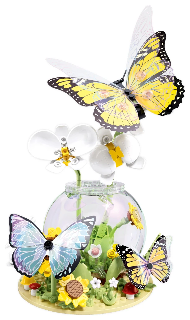 Sluban Pleyerid M38-P8065 Motýlí orchidej s motýly v kulaté váze