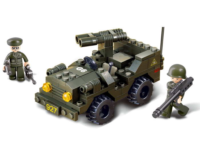 Sluban Army M38-B5800 Jeep s dvojhlavňovým delom