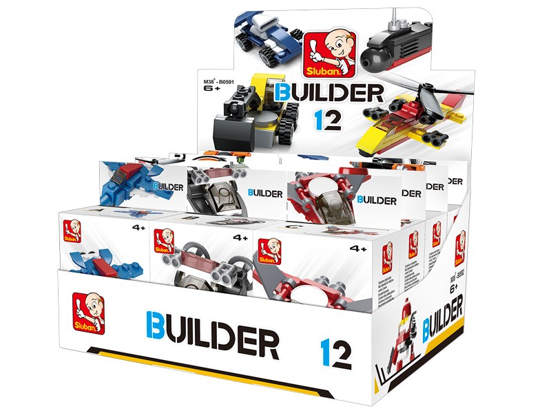 Stavebnice Sluban 12 druhů stavebnic Builder