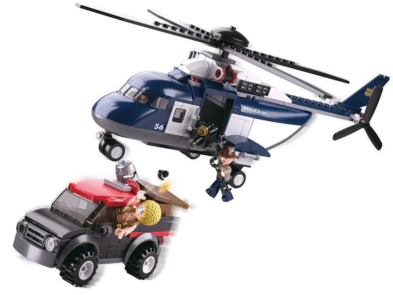 Stavebnice Sluban Velká helikoptéra a zloděj v autě