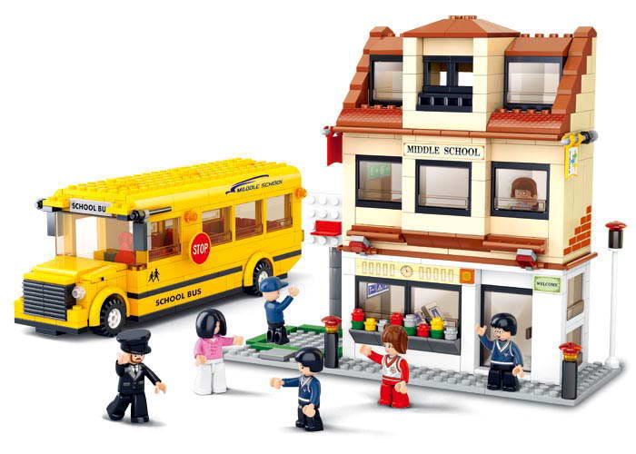 Sluban Town M38-B0333 Školský autobus so školou