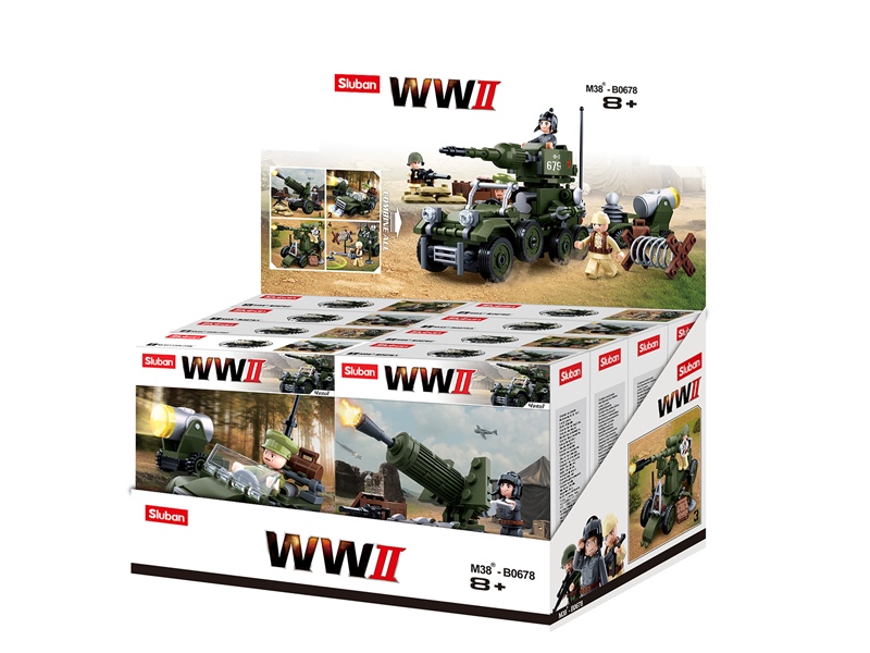 Sluban Army WWII M38-B0678 WW2 displej – 4 druhy / 8ks